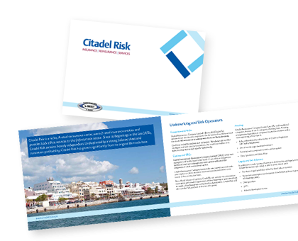citadel risk brochure, graphic design and marketing